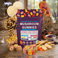 Complément Cérébral Nootropique Naturel pour Adultes : Gommes Énergisantes et Antioxydantes à l'Extrait de Champignons, 80 Unités