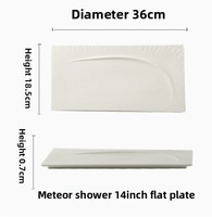 Assiette plate en céramique pour hôtel, motif soleil en relief, plat de service rectangulaire en porcelaine blanche pour steak, sushi et cuisine raffinée