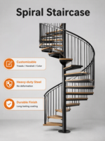 Escalier en spirale en acier galvanisé sur mesure |   Modèle moderne pour bureau en grenier, terrasse, certifié CE