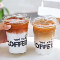 Gobelet en plastique PET personnalisé avec logo, 98 gobelets, transparent, réutilisable, à emporter, pour fête, café, jus, boisson, gobelet jetable en PET avec couvercle