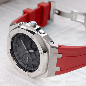 Lionorm sang trọng <span class=keywords><strong>Mod</strong></span> <span class=keywords><strong>Kit</strong></span> cổ điển người đàn ông thép không gỉ trường hợp Silicone ban nhạc đồng hồ cho Ga-2100/ga-2110 Gshock ga2100 - Product Image 6