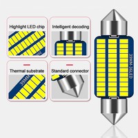 TCYATO Lampu Indikator Interior LED Model T10 31mm 36mm 39mm 41mm C5W Lampu Bunga 10V-30V Suhu Warna 6000k