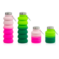 Grande bouteille d'eau pliable en silicone souple, 16 oz, réutilisable, sans Bpa, étanche, pour gymnastique, yoga, sports de plein air, voyage
