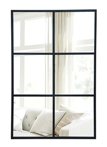 <strong>Window</strong> Inspired Rectangular Wall Mirror Black Steel Frame Home Decor for Entryway and Bedroom - Product Image 3