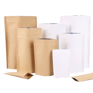 Tùy chỉnh bán buôn phân hủy sinh học Kraft đứng lên Túi giấy Kraft bao bì Túi với dây kéo hàng đầu tùy chỉnh Túi giấy Kraft - Product Image 1