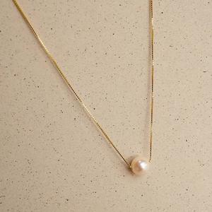 S925 <b>Gold</b>-Plated Single Natural Freshwater <b>Pearl</b> <b>Necklace</b> Classic and Versatile with Adjustable Collarbone Chain Simple Niche - Product Image 4