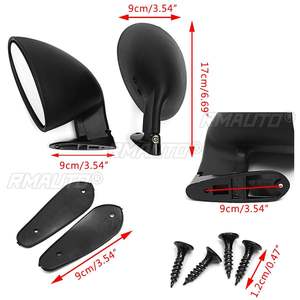 California Style Universal Car Classic Retro <b>Door</b> Wing Side <b>Mirror</b> Rearview Vintage Matte Black L+R - Product Image 5