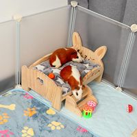 Lit en bois ZJH pour petits animaux avec escalier et tapis, cachette pour lapin, installation facile
