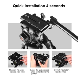 PULUZ Trépied Professionnel Robuste en Alliage d'Aluminium de 1,6 m avec Tête Fluide <span class=keywords><strong>pour</strong></span> Caméscope, Appareil Photo <span class=keywords><strong>Reflex</strong></span> Numérique / Hybride - Product Image 5