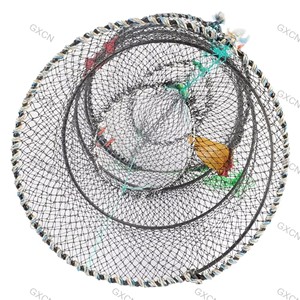 Redes de Pesca Plegables, Trampa para Cangrejos, Langostas y Camarones, Red de Malla Negra Resistente y Portátil, Plegable, Segura para Capturar Peces - Product Image 4