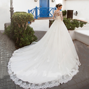 Longue robe de mariée en tulle robe de mariée mariée sauvage robes de broderie mariage cathédrale train AllureBridals robe de mariée chérie - Product Image 2