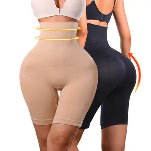 Artı boyutu yüksek bel dikişsiz vücut şekillendirici şort karın kontrol külot popo kaldırıcı shapewear kuşak pantolon zayıflama şort