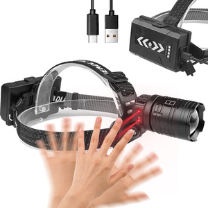 Linterna frontal LED XHP70 de 30W recargable con sensor para uso en exteriores - Product Image 1