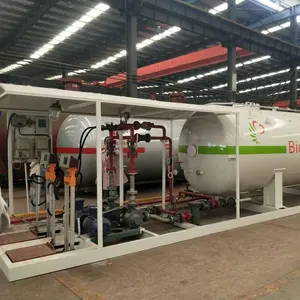 10 Ton 20m3 10 MT 20000 Liter LPG Skid Stasiun dengan Dua Motor Pompa dan Dua Timbangan Filling