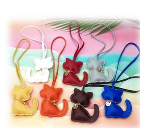 Cute Cartoon Cat Keychain Multi-Color PU Leather Bag Charm Fashion Car <b>Key</b> <b>Ring</b> Luggage Hanger Gift for Women & Girls Wholesale - Product Image 1
