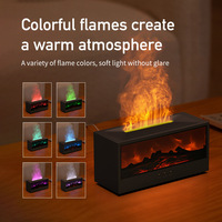 Diffuseur d'huiles essentielles et humidificateur d'ambiance 3D à sept couleurs avec simulation de flamme de cheminée pour bureau
