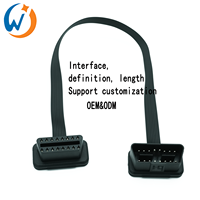 OBD 2 Cables Conector 30CM 16Pin Cable OBDII OBD 2 Herramienta de diagnóstico ELM327 Adaptador Plano Delgado Obd2 Cable de extensión