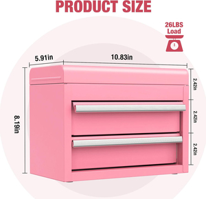 Greatstar tùy chỉnh mini Kim Loại hộp công cụ với 2 ngăn kéo & PVC lót phụ nữ mỹ phẩm hộp 10.83x 5.91x8.19in sơn bề mặt - Product Image 3