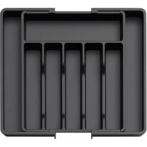 Organisateur de tiroir à couverts en plastique réglable et extensible pour la cuisine - Product Image 1