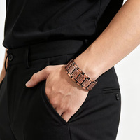 Bracelet magnétique vintage en cuivre MECYLIFE pour homme, trois rangées d'aimants, motif bracelet de montre, réglable, bijou de santé pour couple