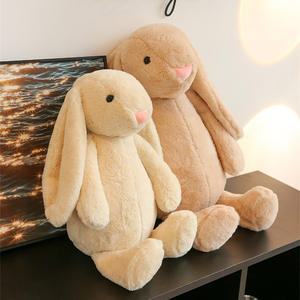 Coniglio colorato a orecchio lungo peluche carino bianco blu rosa coniglio bambola regalo di compleanno per bambini coccolone - Product Image 1