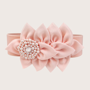 Yonger usine femmes <span class=keywords><strong>large</strong></span> élastique taille cravate avec grande fleur tissu perle <span class=keywords><strong>ceinture</strong></span> <span class=keywords><strong>ceinture</strong></span> - Product Image 5