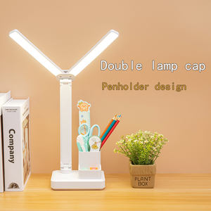 Lampe de lecture pliable LED Double tête avec porte-stylo, variateur de lumière, chargeur USB, accessoire de bureau, nouveau modèle - Product Image 1