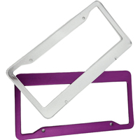 LongYang Auto – Cache-plaque d'immatriculation en aluminium personnalisé pour voitures américaines, luxe violet/argent, qualité supérieure, rabattable