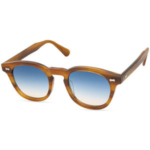 Montura de acetato para hombre y mujer, gafas de sol polarizadas antiultravioleta con remache redondo de concha de tortuga, gafas de sol degradadas de Color caramelo - Product Image 2
