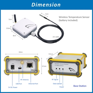 Capteur de température sans fil étanche IP65 avec alarme de seuil de température réglable - Product Image 6