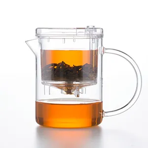 Hot Sale Samadoyo Transparent Clear Press Button Glass Tea Pots Teacups with Filter for Making Tea