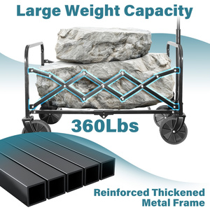 Chariot de transport pliable, chariot <span class=keywords><strong>à</strong></span> 4 roues pliable, chariot pliable polyvalent pour le <span class=keywords><strong>camping</strong></span>, les courses et les équipements sportifs - Product Image 5