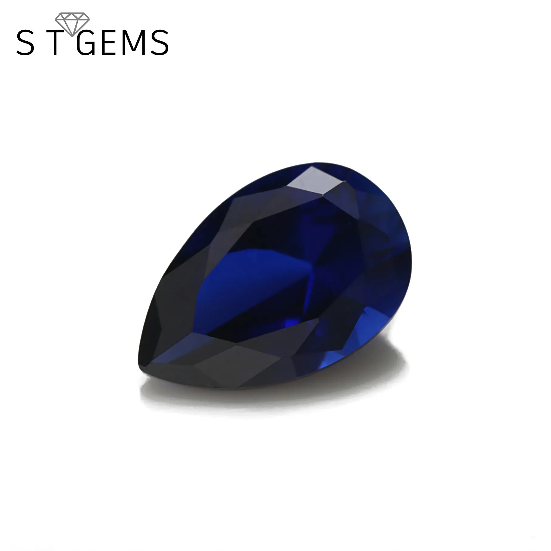 Cheap Price Pear Cut Loose Gemstones Synthetic Blue 34# Corundum Nano Blue Stones