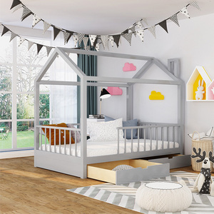 Letto <span class=keywords><strong>Montessori</strong></span> casa singola per bambini letto per bambini in legno massello di pino letto a castello per bambini in legno - Product Image 6