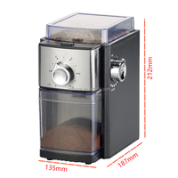 Grains électriques de café à fermeture de sécurité, conteneur de 250g avec minuterie ajustable, en métal plat, broyeur de grains