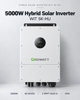 Convertisseur hybride Growatt WIT 5K-HU pour maison, batterie LiFePO4 basse tension 48V, protection IP65, montage mural