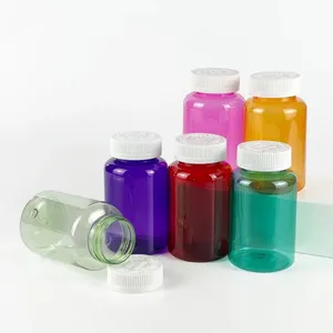 メーカーカスタマイズ緑赤青PET透明薬ビタミンカプセルプラスチック薬瓶