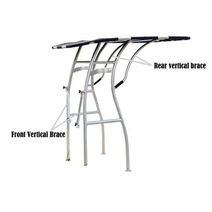 T-top de bateau robuste pour console centrale, avec cadre anodisé et auvent noir, type bimini pour bateau marin - Product Image 4