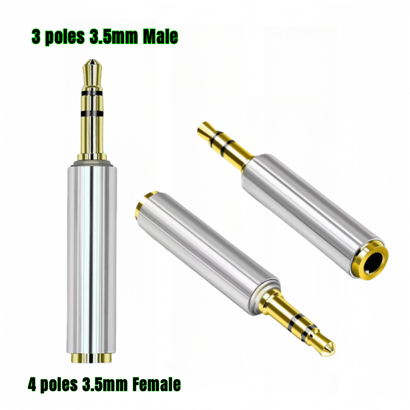 3.5mm 3 Pole Male to 4 Pole Female Silver