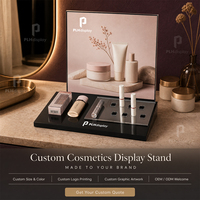 Présentoir cosmétique en acrylique avec panneau d'affichage rétroéclairé, plateau miroir et 8 compartiments – Organisateur de maquillage pour magasins de beauté et vente en gros