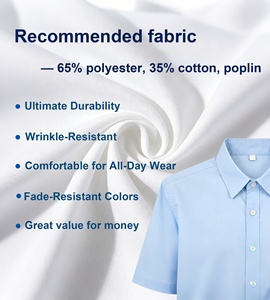 Chemises de haute qualité en gros pour l'école primaire, uniformes scolaires pour enfants, chemises unisexes personnalisables, chemise à col blanc/bleu - Product Image 5