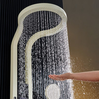 Ensemble de pommeau de douche numérique multifonction en usine Robinets thermostatiques Affichage blanc Clé de piano Système de massage par arrosage chaud/froid