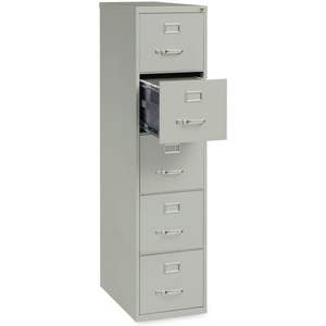 Alera HVF1562LG Archivador vertical económico de cinco cajones, color gris claro, cajones tamaño carta, 15 x 26.5 x 61.37 - Product Image 3