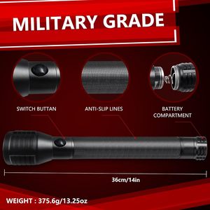 ไฟฉายแม็กไลท์แบบชาร์จได้ รุ่น Heavy Duty สีดำ ใช้แบตเตอรี่ 4D 3D 3C 2C 2AA 1AA ไฟฉายอลูมิเนียม LED สำหรับตะวันออกกลาง - Product Image 2