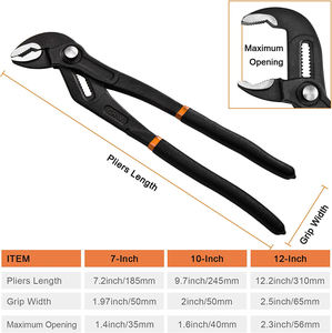 YUHANG Alicates <span class=keywords><strong>de</strong></span> bomba <span class=keywords><strong>de</strong></span> agua <span class=keywords><strong>de</strong></span> junta deslizante <span class=keywords><strong>de</strong></span> 7-10-12 pulgadas <span class=keywords><strong>de</strong></span> ajuste rápido Juego <span class=keywords><strong>de</strong></span> 3 con lengüeta y ranura <span class=keywords><strong>de</strong></span> botón pulsador - Product Image 4
