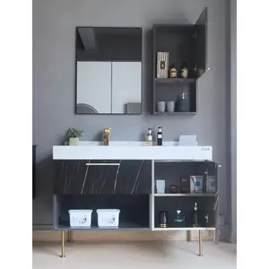 Modern home bathroom solid wood bath cabinet sink craft storage cabinets customized
