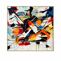 Peinture murale abstraite colorée style graffiti urbain, grande toile pour salon, décoration de luxe urbaine