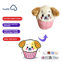Porte-clés en peluche personnalisé en forme de chiot cupcake de dessin animé, design sur mesure, porte-clés animal doux pour cadeaux promotionnels