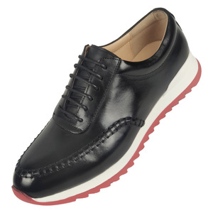 Men's Genuine Leather Oxfords <b>Round</b> Toe Lace-up <b>Cushioned</b> Office Career Dress Shoes All Seasons Rubber Outsole Solid Pattern - Product Image 1