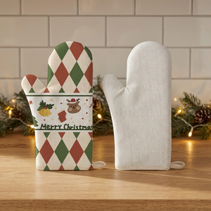 Maniques de cuisine en coton imprimées pour Noël, écologiques, avec doublure en coton, résistantes à la chaleur, lavables au lave-vaisselle, pour la protection en cuisine - Product Image 1